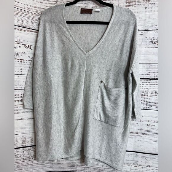 kerisma Sweater Womens Size S / M dolman sleeve V Neck Gray Knit oversized - Picture 2 of 11